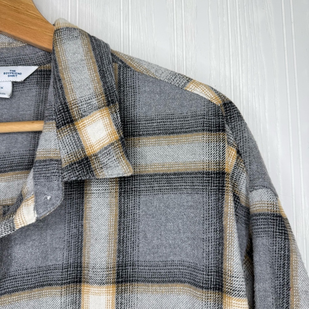 Old Navy The Boyfriend Shirt Gray plaid flannel 100% Cotton size 2X - Picture 4 of 11